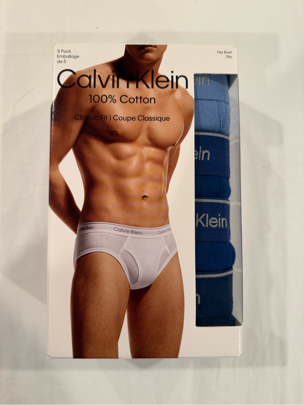 Calvin Klein Men's Cotton Hip Briefs - White & Blue Pack